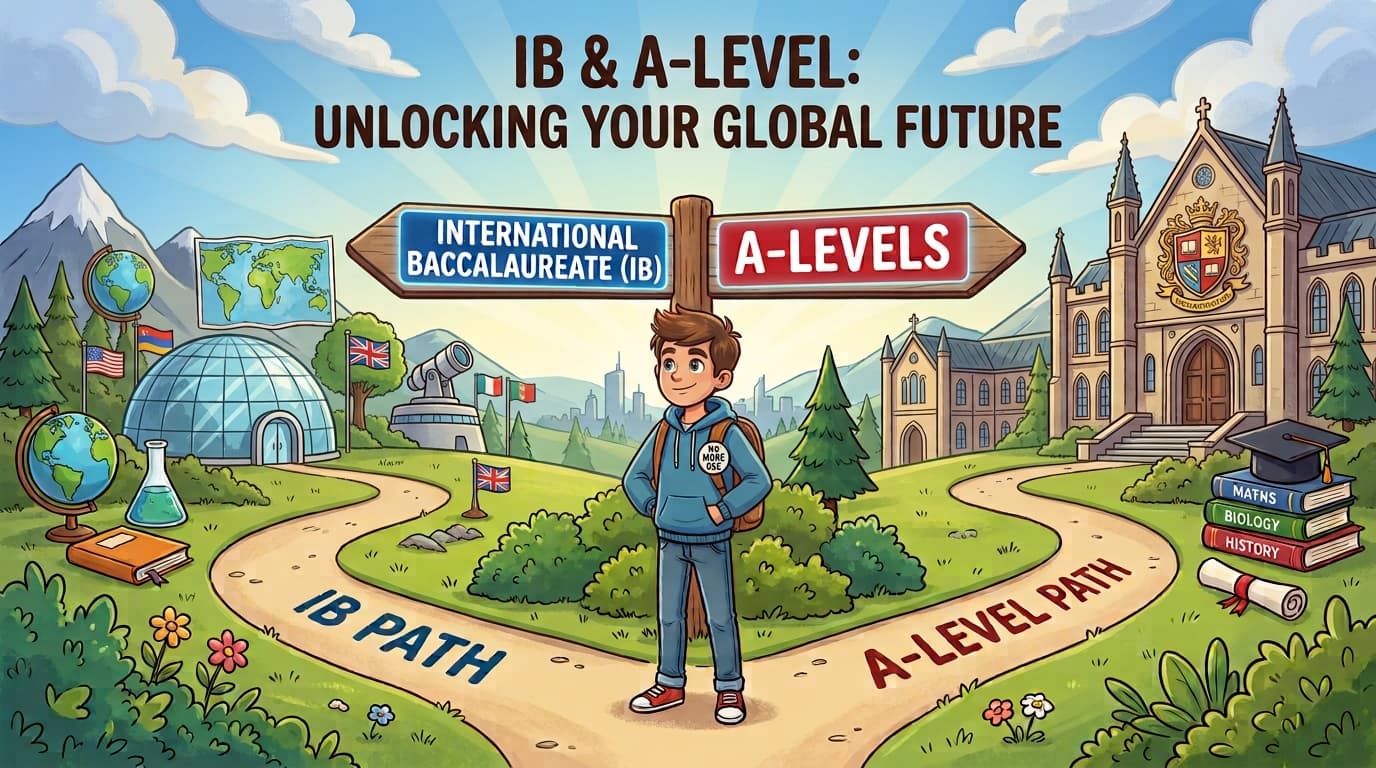 A student weighing the choice between the IB Diploma and A-Levels